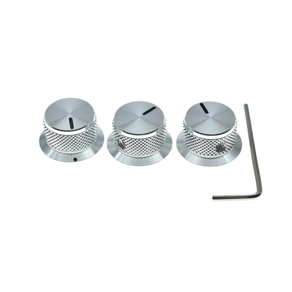 3-Pack Set Screw Style Aluminium Potentiometer Knobs 1/4 '' Universal Top Hat Knobs Bell Volume Tone Control Knobs For Guitar/Ba